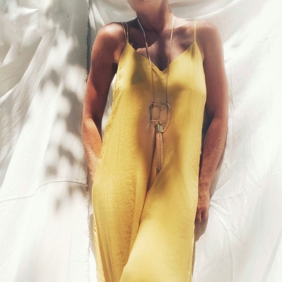 Designer brass square fringe leather neckl… - Picture 3 of 10